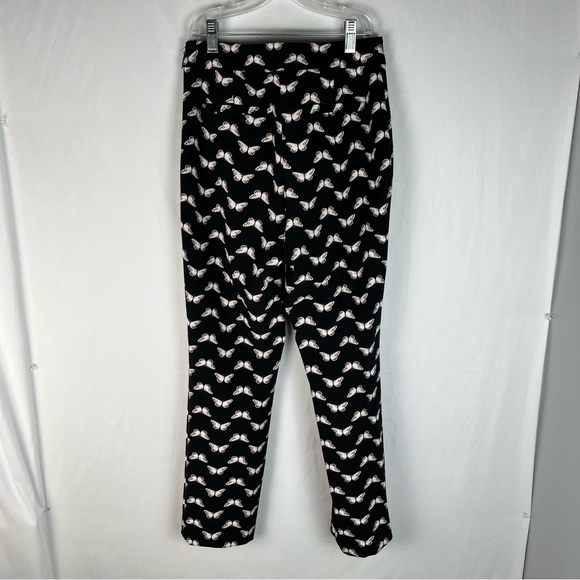Kate Spade Black Butterfly Print Ankle Cropped Crepe Slack Hidden Zip Slacks 0 - Picture 6 of 7